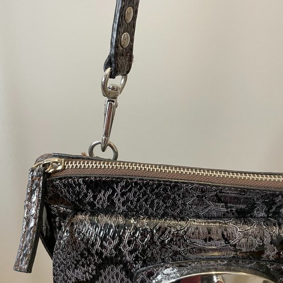 Guess Crossbody Patent Snakeskin Envelope Purse - Picture 3 of 11